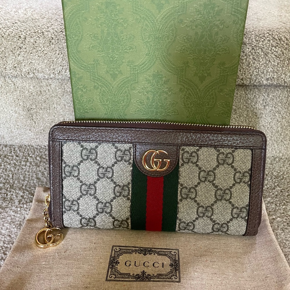 Authentic ❤️💚GUCCI Ophidia GG Zip around Wallet